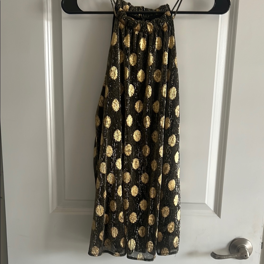 Gold Polka Dot Halter Dress